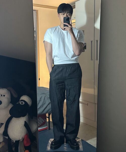 CHASECULT(チェイスカルト)の「男性フルバンディングワイドデニムパンツ-ブラック(デニムパンツ・メンズ・ブラック・76/82/86/70)」の6枚目の写真
