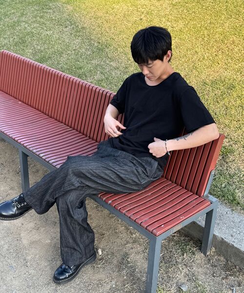 CHASECULT(チェイスカルト)の「男性フルバンディングワイドデニムパンツ-ブラック(デニムパンツ・メンズ・ブラック・76/82/86/70)」の7枚目の写真
