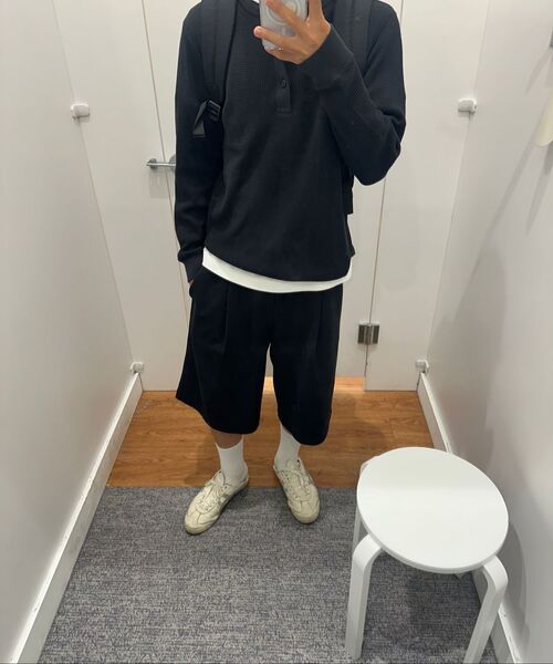 MUSINSA STANDARD（ムシンサスタンダード）の「[クールタンダード] ワンタックバミューダスウェットパンツ [ブラック]（その他パンツ・メンズ・その他・SMALL/MEDIUM/X-LARGE/XX-LARGE/LARGE/XXX-LARGE）」の8枚目の写真