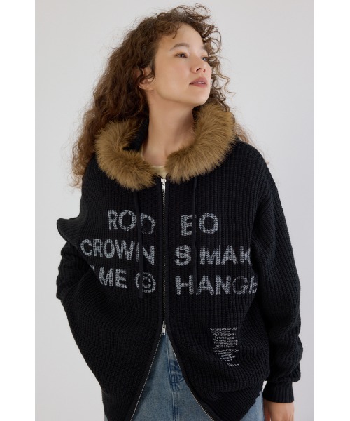 RODEO CROWNS WIDE BOWL（ロデオクラウンズワイドボウル）の「FADE LOGOニットジップフーディー（パーカー・レディース・オフホワイト/ブラック/ブラウン・FREE）」の9枚目の写真