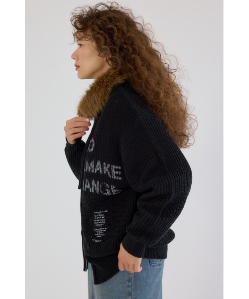 RODEO CROWNS WIDE BOWL（ロデオクラウンズワイドボウル）の「FADE LOGOニットジップフーディー（パーカー・レディース・オフホワイト/ブラック/ブラウン・FREE）」の11枚目の写真