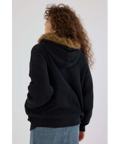 RODEO CROWNS WIDE BOWL（ロデオクラウンズワイドボウル）の「FADE LOGOニットジップフーディー（パーカー・レディース・オフホワイト/ブラック/ブラウン・FREE）」の12枚目の写真