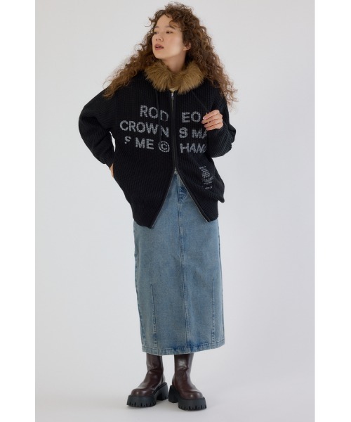 RODEO CROWNS WIDE BOWL（ロデオクラウンズワイドボウル）の「FADE LOGOニットジップフーディー（パーカー・レディース・オフホワイト/ブラック/ブラウン・FREE）」の13枚目の写真