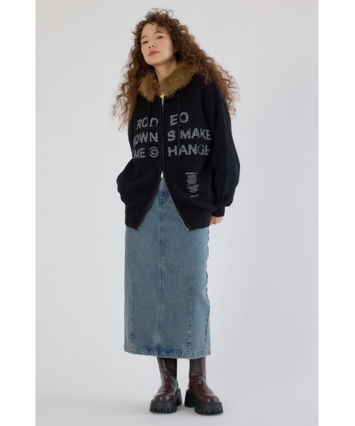 RODEO CROWNS WIDE BOWL（ロデオクラウンズワイドボウル）の「FADE LOGOニットジップフーディー（パーカー・レディース・オフホワイト/ブラック/ブラウン・FREE）」の14枚目の写真