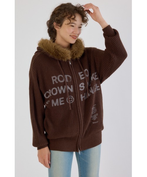RODEO CROWNS WIDE BOWL（ロデオクラウンズワイドボウル）の「FADE LOGOニットジップフーディー（パーカー・レディース・オフホワイト/ブラック/ブラウン・FREE）」の16枚目の写真
