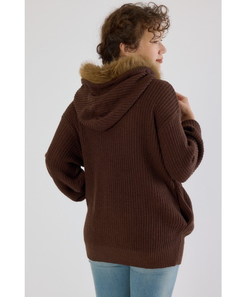 RODEO CROWNS WIDE BOWL（ロデオクラウンズワイドボウル）の「FADE LOGOニットジップフーディー（パーカー・レディース・オフホワイト/ブラック/ブラウン・FREE）」の18枚目の写真