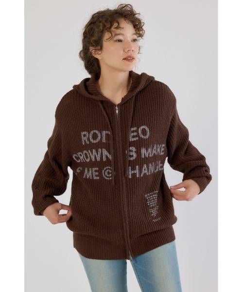 RODEO CROWNS WIDE BOWL（ロデオクラウンズワイドボウル）の「FADE LOGOニットジップフーディー（パーカー・レディース・オフホワイト/ブラック/ブラウン・FREE）」の19枚目の写真