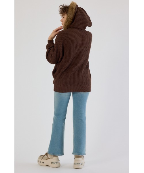 RODEO CROWNS WIDE BOWL（ロデオクラウンズワイドボウル）の「FADE LOGOニットジップフーディー（パーカー・レディース・オフホワイト/ブラック/ブラウン・FREE）」の21枚目の写真