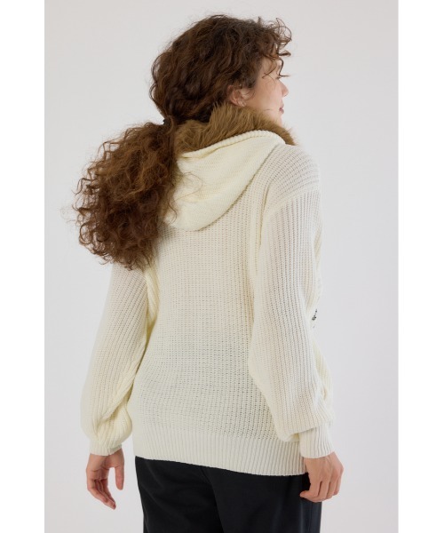 RODEO CROWNS WIDE BOWL（ロデオクラウンズワイドボウル）の「FADE LOGOニットジップフーディー（パーカー・レディース・オフホワイト/ブラック/ブラウン・FREE）」の6枚目の写真