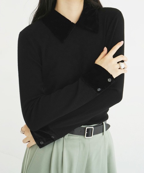 VELOR COLLAR KNIT TOPS（ニット/セーター）｜CLANE（クラネ）の