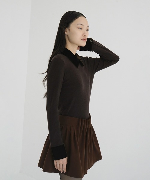 CLANE(クラネ)の「VELOR COLLAR KNIT TOPS(ニット/セーター・レディース・グレー/ブラック/ブラウン・1/2)」の16枚目の写真