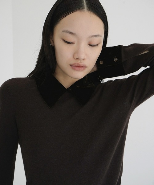 VELOR COLLAR KNIT TOPS（ニット/セーター）｜CLANE（クラネ）の