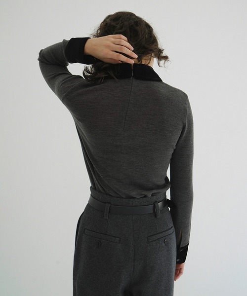 CLANE(クラネ)の「VELOR COLLAR KNIT TOPS(ニット/セーター・レディース・グレー/ブラック/ブラウン・1/2)」の12枚目の写真