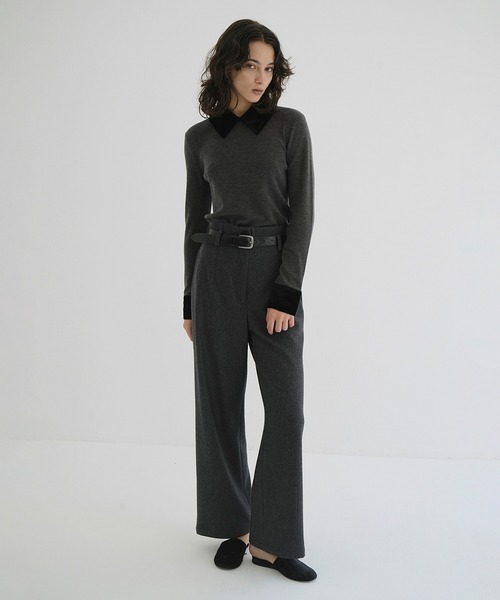 CLANE(クラネ)の「VELOR COLLAR KNIT TOPS(ニット/セーター・レディース・グレー/ブラック/ブラウン・1/2)」の13枚目の写真