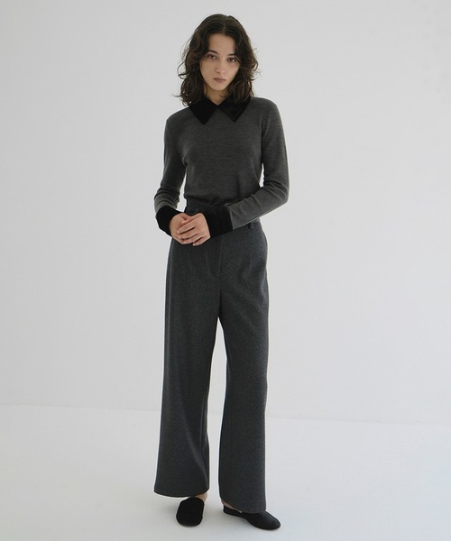 CLANE(クラネ)の「VELOR COLLAR KNIT TOPS(ニット/セーター・レディース・グレー/ブラック/ブラウン・1/2)」の14枚目の写真