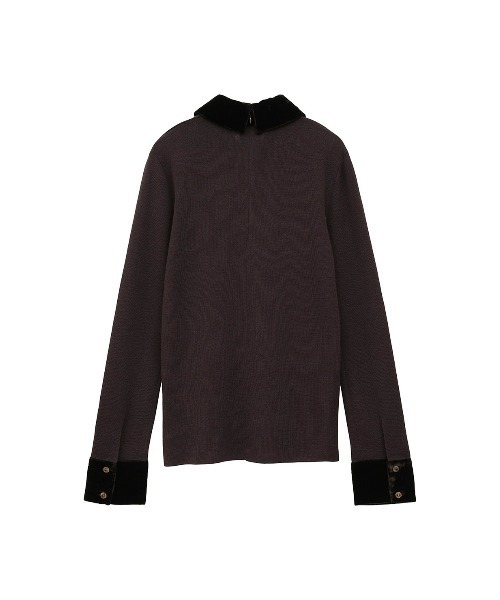 CLANE(クラネ)の「VELOR COLLAR KNIT TOPS(ニット/セーター・レディース・グレー/ブラック/ブラウン・1/2)」の6枚目の写真