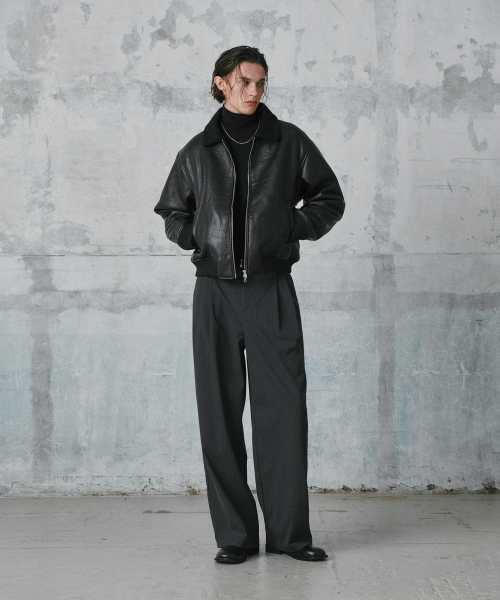 ヴィンテージムートンバイカージャケットブラック（ムートンコート