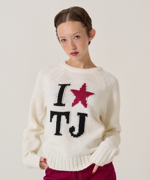 TINA:JOJUN(ティーナジョジュン)の「TJデザイン ラグランニット TINA:JOJUN(ニット/セーター・レディース・ホワイト/ネイビー・M)」の1枚目の写真