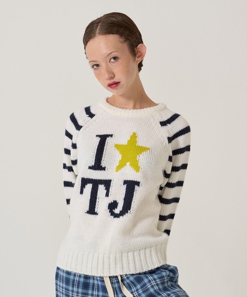 TINA:JOJUN(ティーナジョジュン)の「TJデザイン ラグランニット TINA:JOJUN(ニット/セーター・レディース・ホワイト/ネイビー・M)」の13枚目の写真