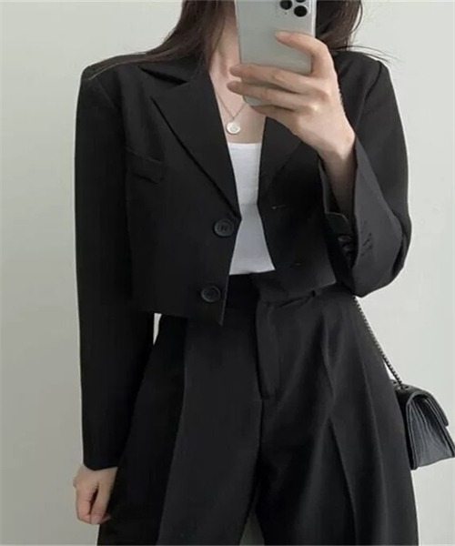 く*り様 21aw 短丈セットアップ セール】レディース ショート丈ジャケット+タックパンツ 上下