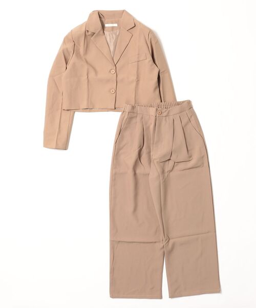 く*り様 21aw 短丈セットアップ セール】レディース ショート丈ジャケット+タックパンツ 上下
