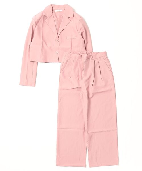 セール】レディース ショート丈ジャケット+タックパンツ 上下