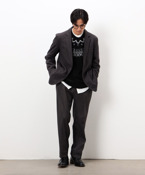 COMME CA ISM（コムサイズム）の「【セットアップ対応】ジャージー ツイード リラックス ワイドパンツ（その他パンツ・メンズ・チャコール/ネイビー・SMALL/MEDIUM/LARGE）」の4枚目の写真