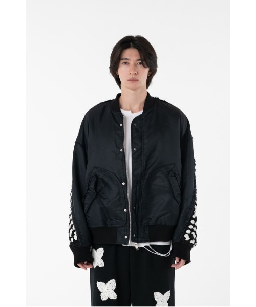 DISCOVERED（ディスカバード）の「CROCHET SLEEVE MA-1（MA-1・メンズ・ブラック系その他/ブラック/カーキ・SMALL/LARGE）」の4枚目の写真