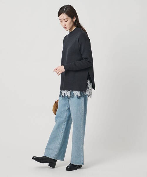 セール】バックサテン レースコンビ ブラウス ‐ウォッシャブル