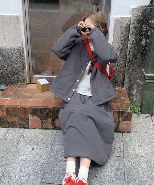 Burberryウール製グレーシングルブレストジャケット スカートセット