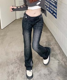 Y2K スリムフレア ストレッチデニムパンツ