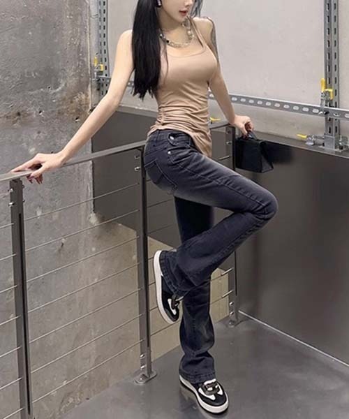 gossip!ロサンゼルス(ゴシップロサンゼルス)の「Y2K スリムフレア ストレッチデニムパンツ(デニムパンツ・レディース・ブラック・S/M)」の14枚目の写真