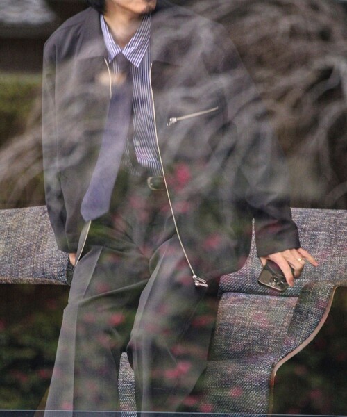 GLOSTER（グロスター）の「【セットアップ対応】ウールライクジップジャケット（ブルゾン・メンズ・ブラウン/ブラック/チャコールグレー・S/M/L）」の6枚目の写真