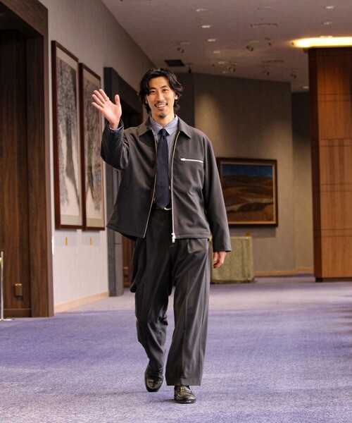 GLOSTER（グロスター）の「【セットアップ対応】ウールライクジップジャケット（ブルゾン・メンズ・ブラウン/ブラック/チャコールグレー・S/M/L）」の8枚目の写真