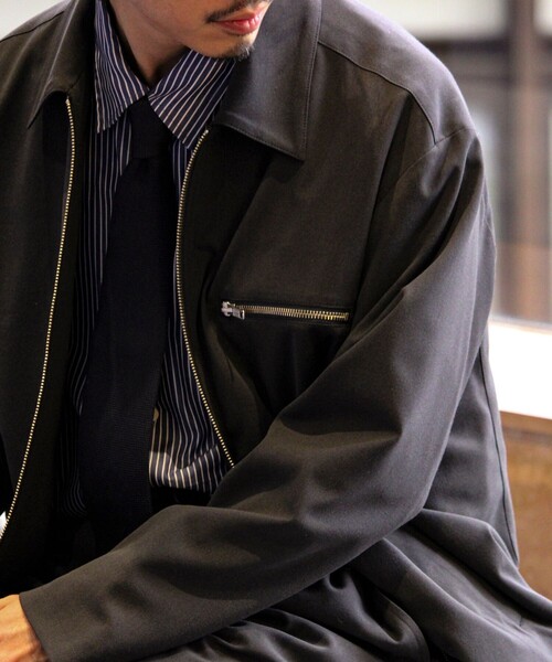 GLOSTER（グロスター）の「【セットアップ対応】ウールライクジップジャケット（ブルゾン・メンズ・ブラウン/ブラック/チャコールグレー・S/M/L）」の9枚目の写真