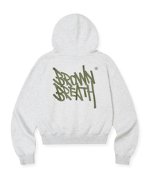 W TAG CROP HOODIE - ASH
