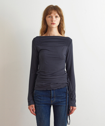AOPT（アオプト）の「BOAT NECK TWO WAY STRAP TOP - CHARCOAL（Tシャツ/カットソー）」