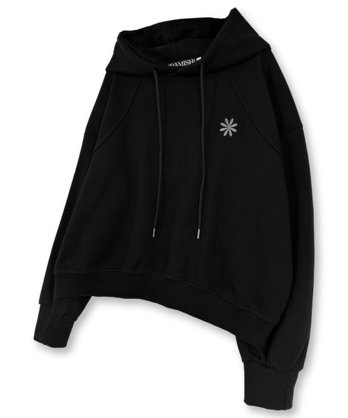DAMISH(ダミシュ)の「デイジー刺繍シンボルロゴフード_ブラック(パーカー・レディース・ブラック・MEDIUM/LARGE)」の4枚目の写真