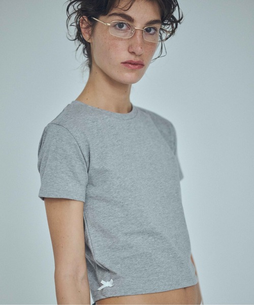 SEA（シー）の「リボンショートTEE（Tシャツ/カットソー・レディース・ホワイト/グレー/ブラック・ONE SIZE）」の3枚目の写真