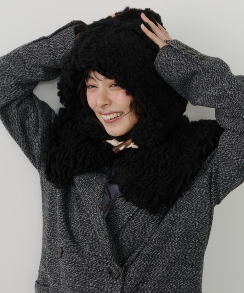 Unitage（ユニテージ）の「ボリュームボアフードウォーマー（ネックウォーマー/スヌード・レディース・ブラウン/ブラック・FREE）」の2枚目の写真