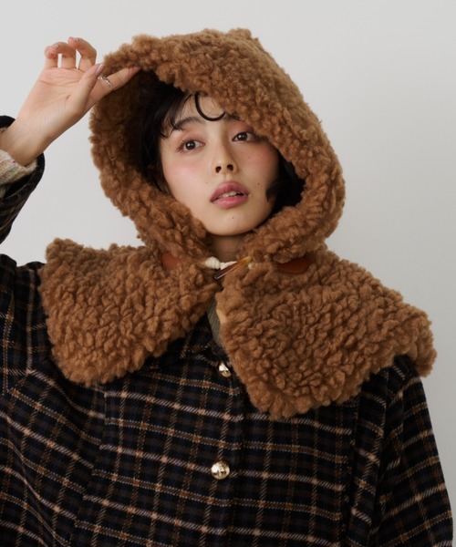 Unitage（ユニテージ）の「ボリュームボアフードウォーマー（ネックウォーマー/スヌード・レディース・ブラウン/ブラック・FREE）」の15枚目の写真