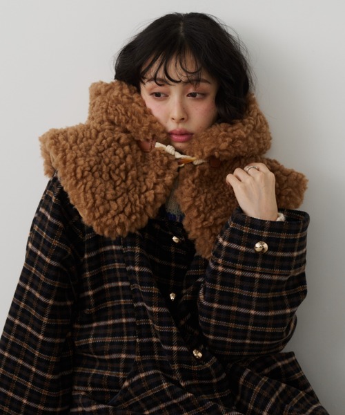 Unitage（ユニテージ）の「ボリュームボアフードウォーマー（ネックウォーマー/スヌード・レディース・ブラウン/ブラック・FREE）」の16枚目の写真