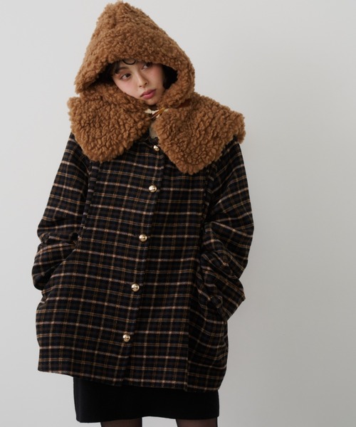 Unitage（ユニテージ）の「ボリュームボアフードウォーマー（ネックウォーマー/スヌード・レディース・ブラウン/ブラック・FREE）」の12枚目の写真