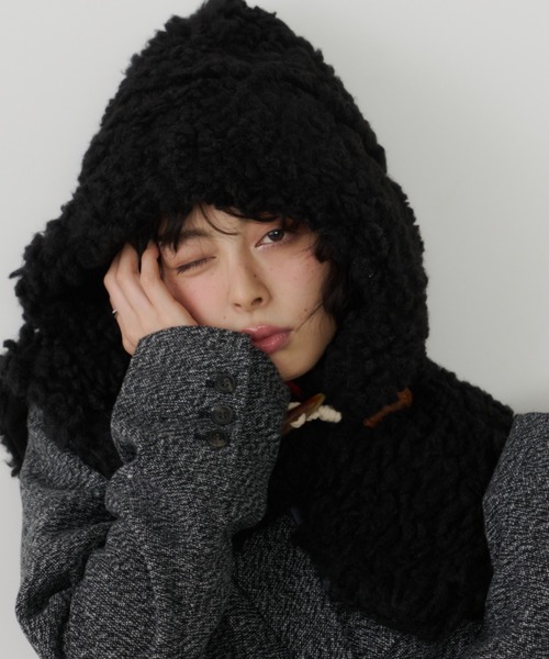 Unitage（ユニテージ）の「ボリュームボアフードウォーマー（ネックウォーマー/スヌード・レディース・ブラウン/ブラック・FREE）」の14枚目の写真