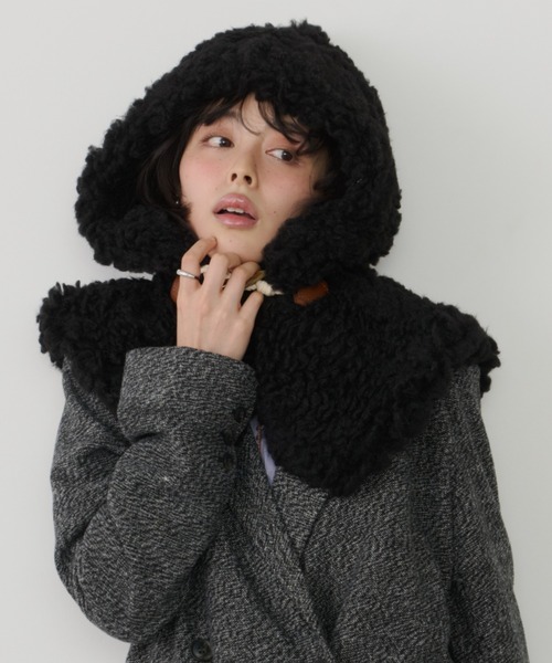 Unitage（ユニテージ）の「ボリュームボアフードウォーマー（ネックウォーマー/スヌード・レディース・ブラウン/ブラック・FREE）」の6枚目の写真