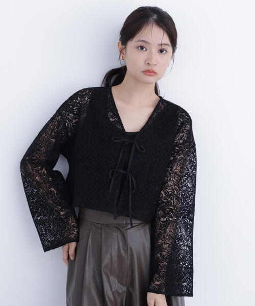 N.(N. Natural Beauty Basic)(エヌエヌナチュラルビューティーベーシック)の「レース羽織ブラウス(シャツ/ブラウス・レディース・ブラック/オフホワイト・フリ-)」の21枚目の写真