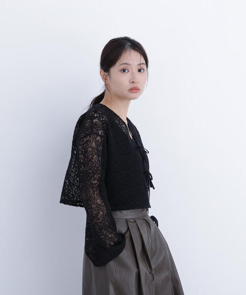 N.(N. Natural Beauty Basic)(エヌエヌナチュラルビューティーベーシック)の「レース羽織ブラウス(シャツ/ブラウス・レディース・ブラック/オフホワイト・フリ-)」の22枚目の写真