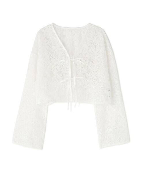 N.(N. Natural Beauty Basic)(エヌエヌナチュラルビューティーベーシック)の「レース羽織ブラウス(シャツ/ブラウス・レディース・ブラック/オフホワイト・フリ-)」の6枚目の写真