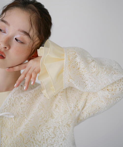 N.(N. Natural Beauty Basic)(エヌエヌナチュラルビューティーベーシック)の「レース羽織ブラウス(シャツ/ブラウス・レディース・ブラック/オフホワイト・フリ-)」の7枚目の写真