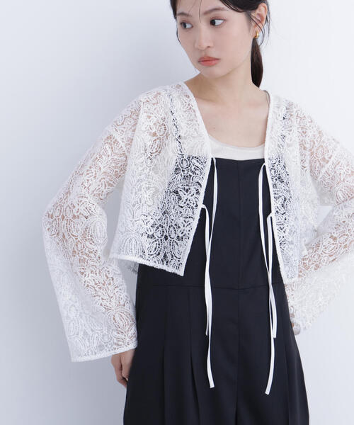 N.(N. Natural Beauty Basic)(エヌエヌナチュラルビューティーベーシック)の「レース羽織ブラウス(シャツ/ブラウス・レディース・ブラック/オフホワイト・フリ-)」の8枚目の写真